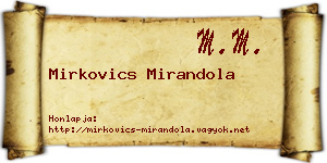 Mirkovics Mirandola névjegykártya